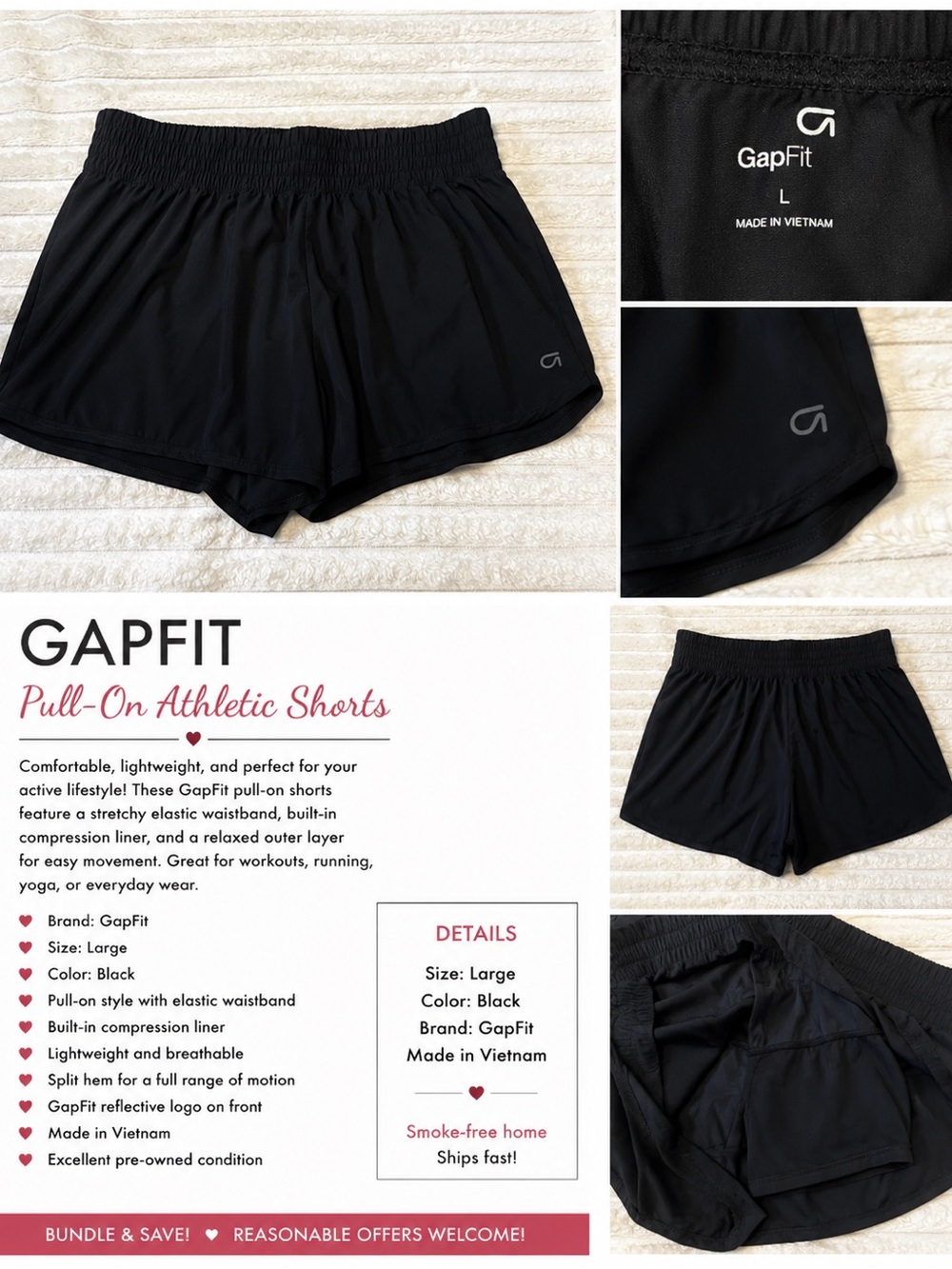 GAPFIT Women's Black Pull-On Athletic Shorts